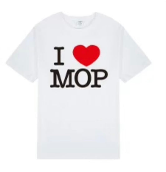 WHITE “I HEART MOP” TEE