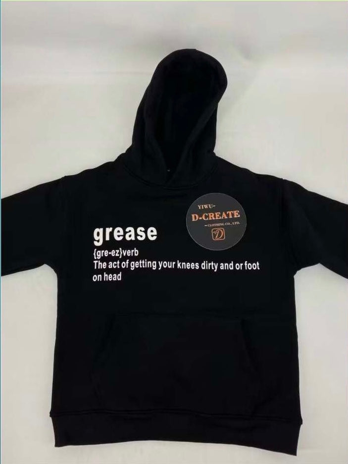 BLACK "GREASE" PULLOVER HOODIE
